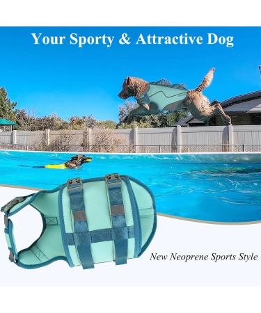 Vivaglory Sporty Dog Security Vest - Durable Neoprene Rescue Vest for Medium Dogs (Cyan 53-64cm) with Velcro Fastener - Buy Online on GoSupps.com