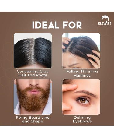 ELEVATE Hair Line Powder - Instant Hair Loss Concealer Root Touch Up & Gray Coverage for Men & Women - Dark Brown - Buy Online on GoSupps.com