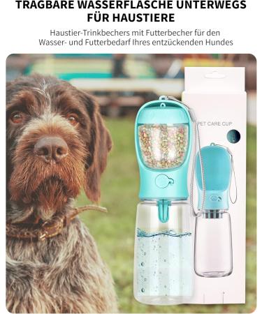550ml Dog Drinking Bottle & Food Mug - Portable Water Bottle & Bowl for Dogs - Ideal for Travel - Buy Online on GoSupps.com