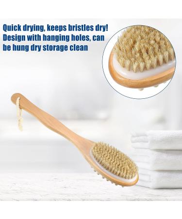 VOCOSTE Double Sided Bath Brush Back Scrubber - Long Handle - Brown - 14.6 Inches - Buy Online on GoSupps.com