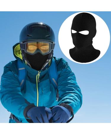 Geyoga Kids Balaclava Ski Mask - Black Winter Knit Face Cover with 2 Holes | Adult Size Perfect for Cold Weather - Buy Online on GoSupps.com
