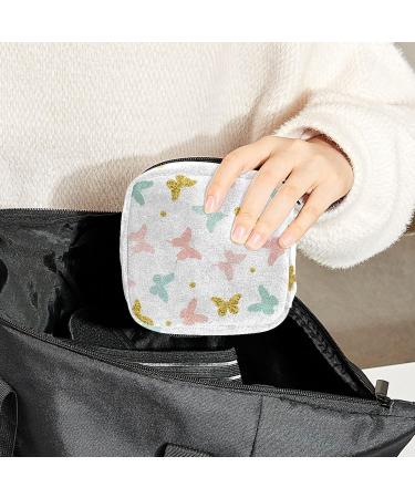 Portable Menstrual Cup & Pad Holder Bag | Butterfly Print Pattern | Feminine Product Pouch for Period Kit | Color 14 - Buy Online on GoSupps.com