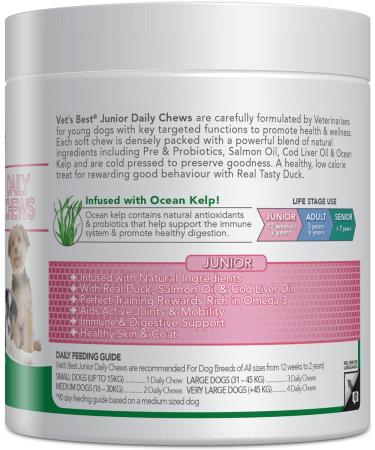Vets Best Daily Soft Chews - Premium Supplements for Junior Dogs - 180 Count Puppy Chews | Healthy & Tasty! - Buy Online on GoSupps.com