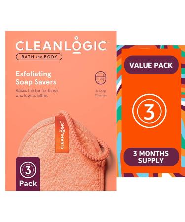Cleanlogic Bath & Body Exfoliating Soap Saver - 3 Pack Assorted Colors for Daily Skincare Routine - Buy Online on GoSupps.com