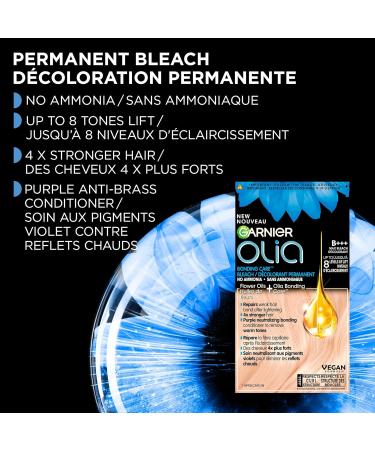Garnier Olia Permanent Hair Colour Maximum Bleach Ammonia-Free Long-Lasting Hair Shine With 60% Oils 1 Application LIGHT / BLONDE SHADES Bleach +++ - Buy Online on GoSupps.com