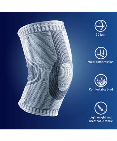 OPPO 2924 ACCUTEX Knee Brace Compression Sleeve - Knee Support for Meniscus Tear Sprains & Pain Relief - Unisex Gray Small - Buy Online on GoSupps.com