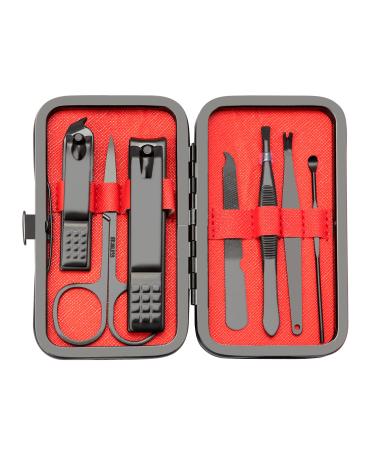 Manicure Set Nail Clippers Pedicure Kit 8 In 1 Pieces Stainless Steel Manicure Kit Professional Grooming Kits Christmas Gift Patient Nail Care Nail Care Tools with Luxurious Travel Case Black - Buy Online on GoSupps.com