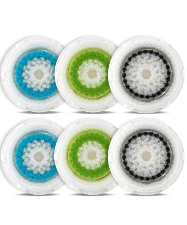 TOPyoth Replacement Cleansing Brush Heads,Facial Brush Head Replacements with Sensitive, Compatible with Acne Cleanse Brush Head, Exfoliating Brush Head (2 Green 2 Blue 2 Gray)