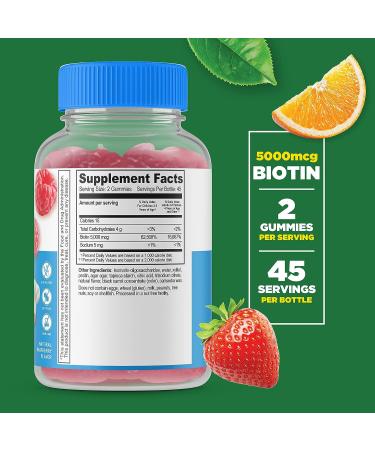 Lifeable Sugar Free Biotin Gummies for Kids - 5000mcg Hair, Skin, and Nails Support - 90 Vegetarian Chewables - Buy Online on GoSupps.com