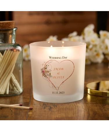 Personalised Large Double Wick Wedding Candle Gift with Rose Gold Heart (Fresh Cotton) - Buy Online on GoSupps.com