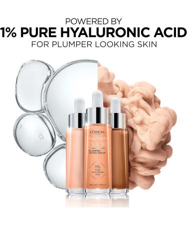 L'Oreal Paris True Match Nude Plumping Tinted Serum 1% Hyaluronic Acid Instantly Evens Brightens and Hydrates Skin Shade 10-12 Very Deep - Buy Online on GoSupps.com