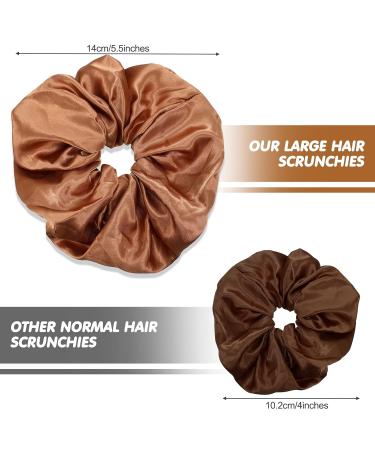 6 Pieces Oversized Satin Hair Ties Set Soft Silk Elastic Hair Bands for Girls | Stylish Horseshoe Holders in White Reddish Brown Black Bright Coffee Dark Coffee Brown - Buy Online on GoSupps.com