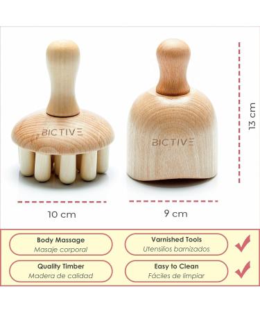 Bictive Maderotherapy Set | Anti-Cellulite Massage Cups & Wood Rollers | Lymphatic Drainage Device - Buy Online on GoSupps.com