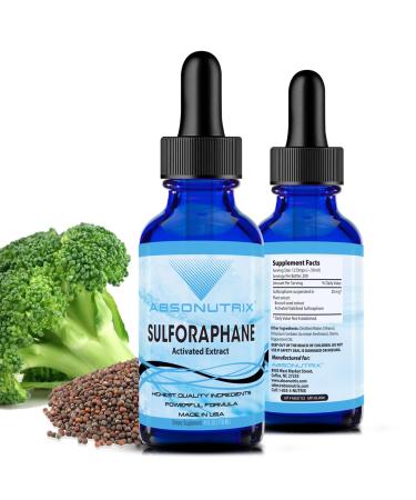 Absonutrix Activated and Stabilized Sulforaphane 20 mg 200 Servings Helps Cognitive Function Helps Slow Down Aging Third Party Tested Easy Absorption GMP-Certified Non-GMO Made in USA