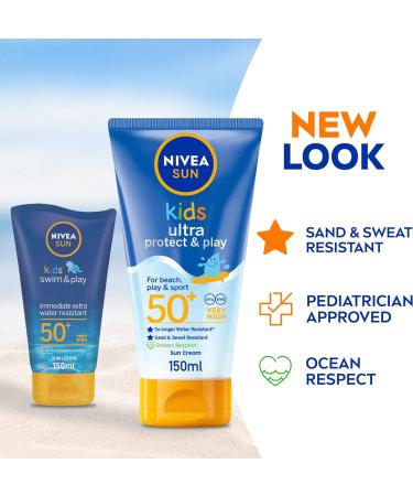 Nivea Sun Kids Swim and Play Sun Lotion 150ml - SPF 50+ Protection - Buy Online on GoSupps.com