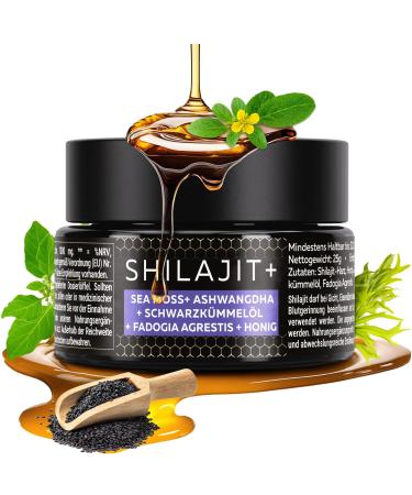 5 elementum Shilajit Sea Moss Ashwagandha Black Cumin Oil Fadogia Agrestis & Manuka Honey 25g 82 Fulvic Acid Mumijo Shilajit High Dose I Natural Flavor I 60 Days Solar Drying