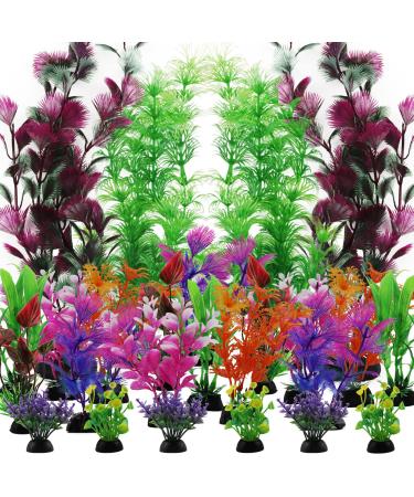 Pietypet aquarium plants decoration 25 pieces of artificial aquarium plants plastic plants decoration for aquarium colorful artificial plants aquarium decor small to large 25pcs
