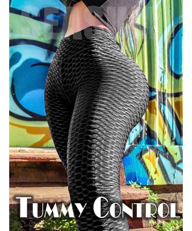 SEASUM Women High Waisted Butt Lifting Yoga Pants | Tummy Control Anti Cellulite Leggings | U-capris Black Large - Buy Online on GoSupps.com