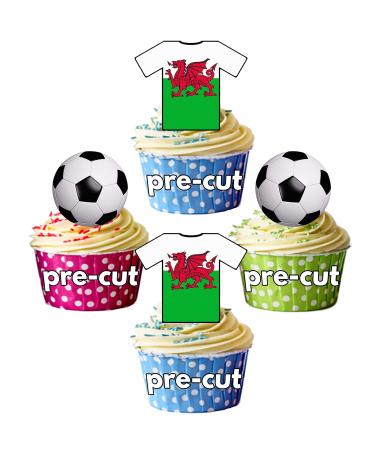 PRE-CUT Wales Football Edible Cupcake Toppers Cake Decorations World Cup 2022 Party