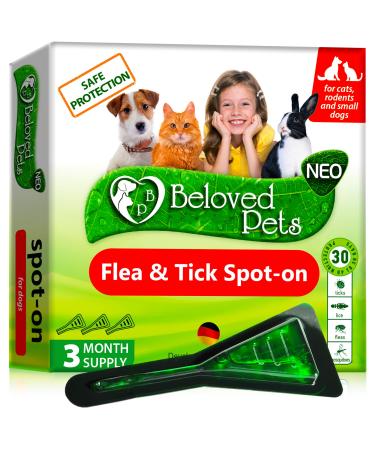Flea and Tick Prevention for Dogs & Cats, Rabbits - Natural Flea Treatment & Home Pest Control - Topical Flea & Mosquito Repellent for Puppy & Kitten - 3 Drops for Small and Extra Large Pet For Small Dogs and Cats