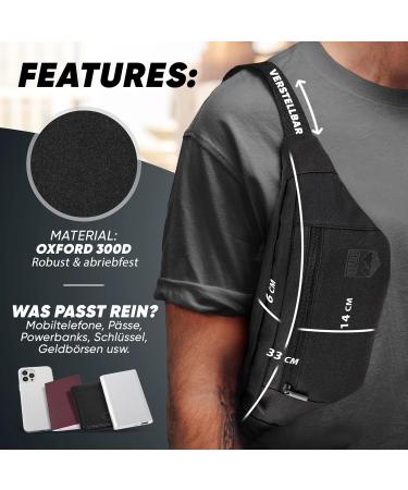 RUVO Fell-Hand Pocket - Stylish Black Belt Bag for Men & Women | Maximum Storage with 4 Zippered Compartments | Ideal for All Activities - Buy Online on GoSupps.com