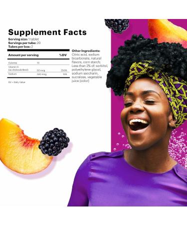 Voost Vitamin D3 Effervescent Drink Tablets - 40 Count BlackBerry Peach Flavor | Supports Bone, Muscle, and Immune Function | No Sugar, Low Calorie Supplement - Buy Online on GoSupps.com