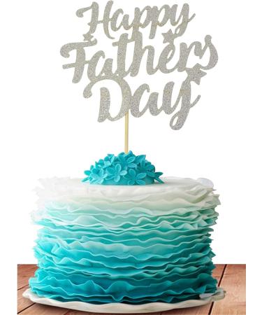 GrantParty Happy Father's Day Silver Cake Topper Best Dad Father's Day Decoration Hot Papa Fathers Day Party Happy Dada Day Topper(Silver Stars Fathers Day) - Buy Online on GoSupps.com