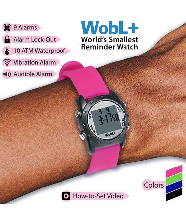 WobL Worlds Smallest Waterproof Vibrating 9-Alarm Countdown Timer Wristwatch (Pink) - Sports Medicine Meeting Potty Reminders - Buy Online on GoSupps.com
