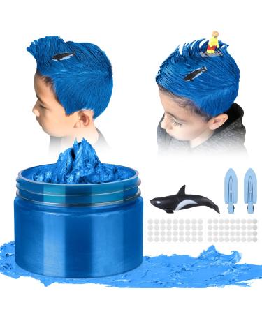 Temporary Hair Color Wax Kit Stocking Stuffers for Teen Girls age 4 5 6 7 8 9 10+ Hair Dye Color Wax Washable Crazy Hair Sea Style with killer whale model (Blue)