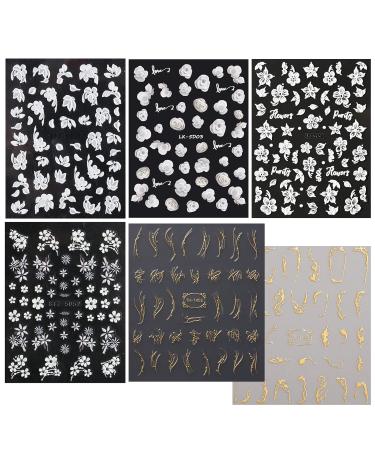 VOTACOS 5D Flower Nail Art Stickers | Self-Adhesive 3D Decor for Wedding & DIY Nail Designs | 6 Sheets of Embossed Nail Decals for Women - Buy Online on GoSupps.com