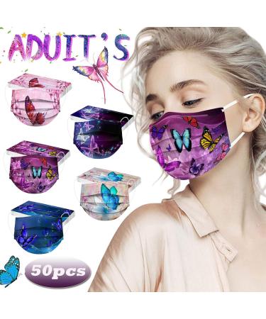 Goddess Accent 50 Pack Disposable Face_Mask Cute Floral Tie Dye Printed Protection for Adults Women - Buy Online on GoSupps.com