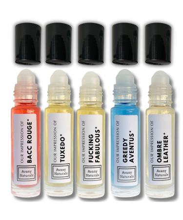 Mens Cologne Sampler Sets - Travel Size Perfume Scented Body Oil Alt Fragrances Replicant Perfume Roll on Mini Perfume Bottle for Man 5 pc (Intense Vibes)