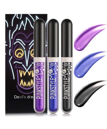 3 Pcs Matte Liquid Glitter Lipstick Stain Makeup Set Diamond Shimmer Lipstick Velvet Matte Lip Gloss Set Long Lasting Waterproof High Pigmented Glitter Lip Stick Halloween Makeup Kit
