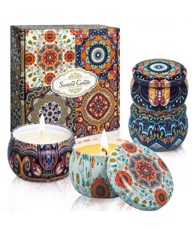 Scented Candles Gift Set for Womem: 4 Pack Package - Aromatherapy Candle Sets,Natural Soy Wax Candle Can Help Stress Relief&Body Relaxation,Very Suitable for Festival,Bath,Yoga.