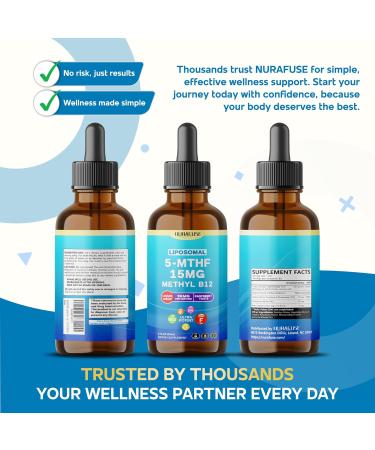 Liposomal 5-MTHF 15mg & Methyl B12 Liquid Drops 96mg per Serving Ultra Potent Raspberry Taste USA Made & Lab Tested 2 FL OZ (60ml) 60ml (pack of 1) - Buy Online on GoSupps.com