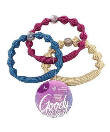 GOODY Icy Holiday Forever Elastics Assorted Hair Accessories for Men Women Boys & Girls to Style With Ease and Keep Your Hair Secured Pain-Free For All Hair Types 3 Count