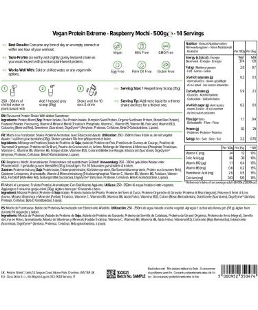 Vegan Protein Extreme | 29g Plant Protein | Vitamin Blend | 14 Servings | Raspberry Mochi 500g - Buy Online on GoSupps.com