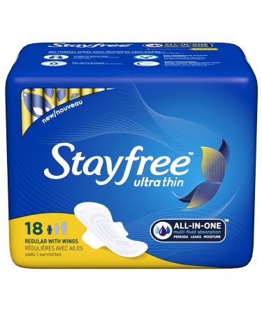 Stayfree Ultra Thin Regular Pads with Wings 18 Count