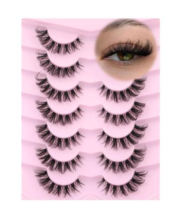 False Lashes Natural Look Fake Eyelashes Wispy Cat Eye Lashes Clear Band False Eyelashes 16MM Faux Mink Lashes Pack 7 Pairs by Ruairie
