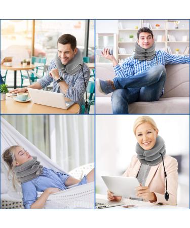 RAKZU Inflatable Cervical Neck Traction Device - Adjustable Collar for Neck Support and Pain Relief - Gray - Buy Online on GoSupps.com
