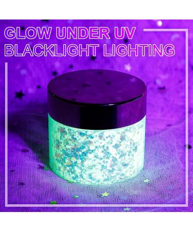 LATIBELL Glow in The Dark UV Body Glitter Gel - Neon Chunky Glitter Makeup for Festival Party Rave - Pearl White - 2.4 oz - Buy Online on GoSupps.com