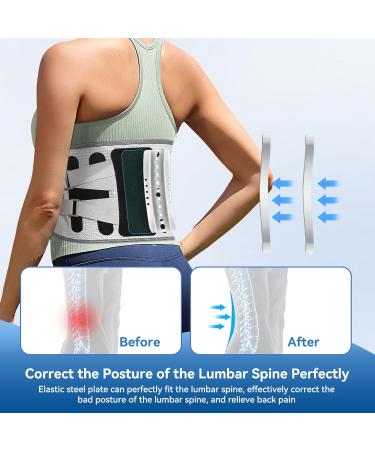 2024 Upgrade Back Brace for Lower Back Pain - Ergonomic Support Belt for Men & Women with Removable Stays Adjustable Hardness - Large (Grey - Buy Online on GoSupps.com