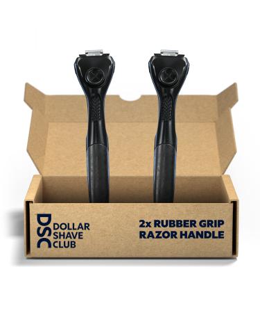 Dollar Shave Club | Replacement Club Razor Handles | Pack of 2 (Handles Only), Weighty Metal & Rubber Grip, Balanced Hold with Easy Grip, Smooth Black Finish, NOT COMPATIBLE WITH HERITAGE RAZOR BLADES