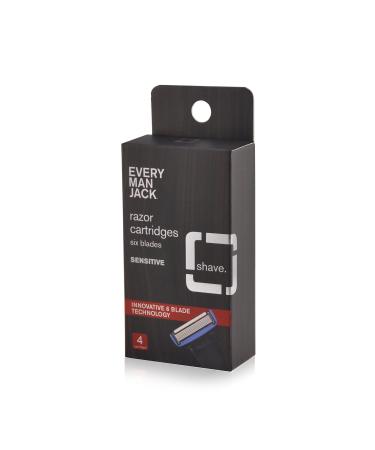 Every Man Jack Razor Cartridges - Achieve a Close, Comfortable Shave with 6 Stainless Steel Blades - Lubricating Strip Protects All Skin Types, Even Sensitive - Long-Lasting and Easy to Rinse - 4 Pack