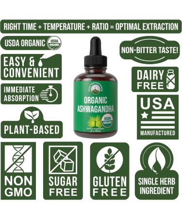 Ashwagandha Liquid Drops. USDA Organic Vegan Supplement. Extra Strength Ashwagandha Root Extract For Women Men Kids. With Adaptogens. Zero Sugar Organic Gluten Free Tincture Supplements. - Buy Online on GoSupps.com