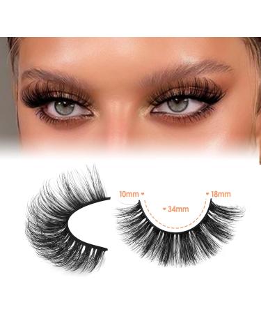 JIMIRE Faux Mink Lashes Fluffy Cat Eye 18MM Long Fake Lashes Bulk Full Volume D Curl False Eyelashes 7 Pairs Pack Look Like Extensions - Buy Online on GoSupps.com