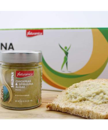 NATURAMICA Chick Peas and Spirulina Algae Superfood Pesto Sauce - All Natural Healthy Spread - 4.9 oz - Buy Online on GoSupps.com