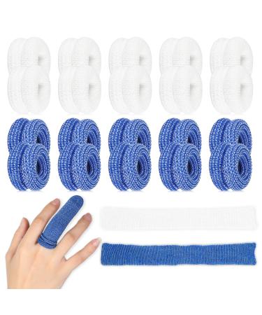 20 Pack First Aid Tublar Bandage Finger Roll Tubular Bandage Dressings Finger Bandage Tubular Finger Dressings Finger Cots Buddies Blue White Bandages for Finger Sprains and Swelling 15 x 600mm