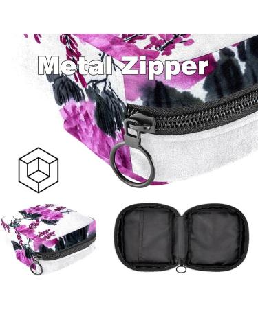White Flower Ink Painting Tie-Up Menstrual Pad & Cup Bag - Stylish Portable Zipper Bag for Teens & Women | International Shipping - Buy Online on GoSupps.com