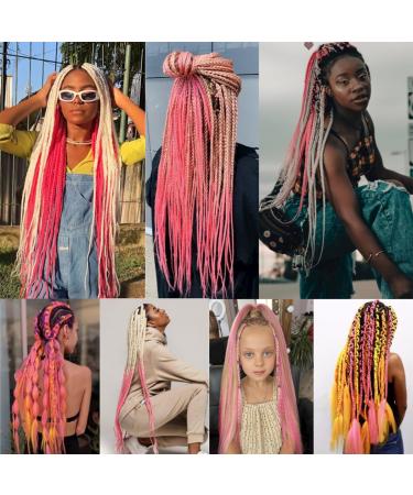 YDDM Pre Stretched Braiding Hair Extensions - 32 Inch Jumbo Pink Hair (3 Packs) for Braids - Art Hair for Stunning Styles - Buy Online on GoSupps.com